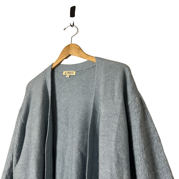 ALL WORTHY HUNTER MCGRADY Cardigan Novelty Stitch Dusty Blue 1X - Picture 2 of 6